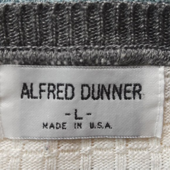 Alfred Dunner Knit Top Cream Pale Yellow Teal Gray - Picture 6 of 6
